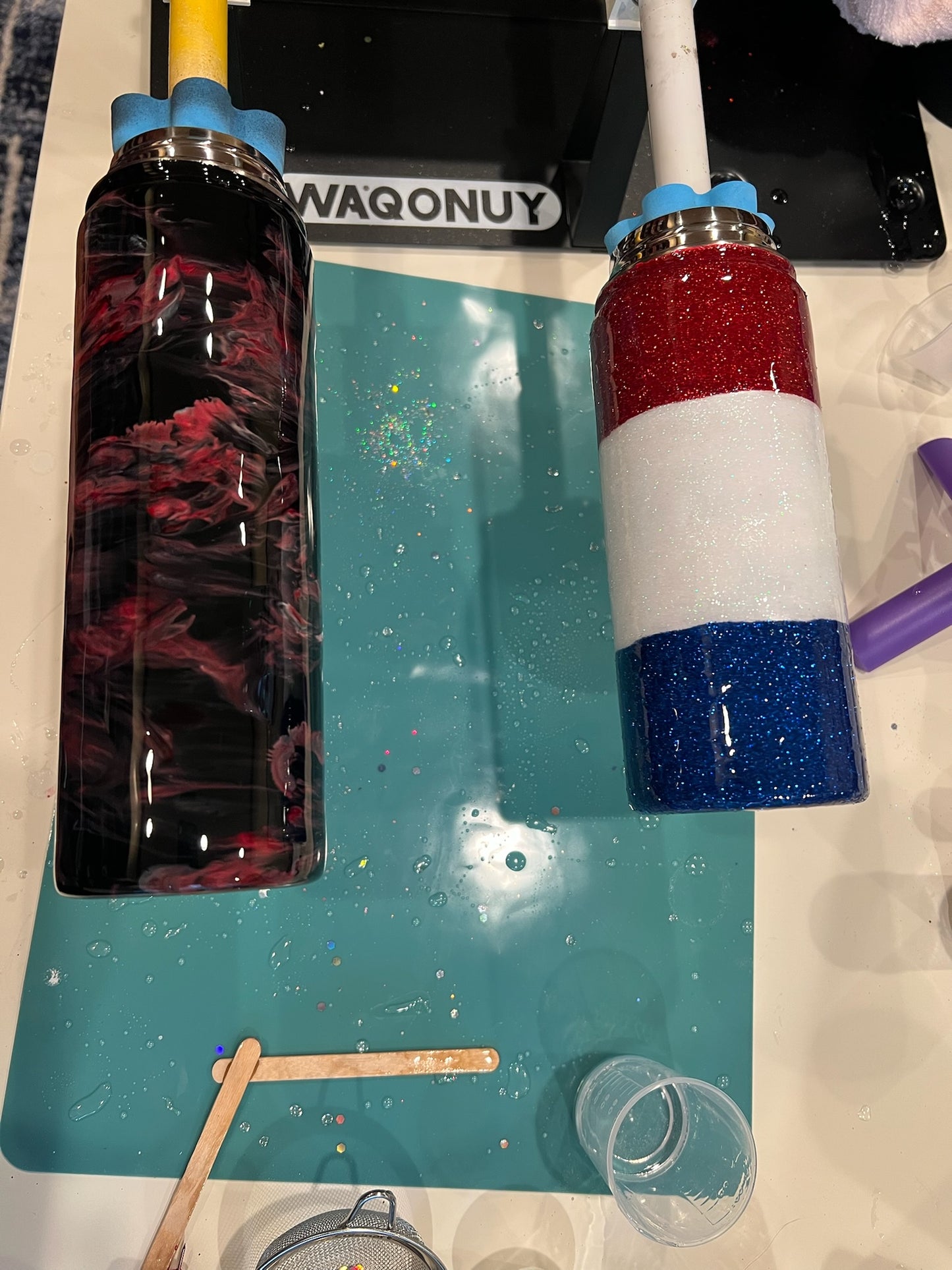 Respect The Drip 20 or 30 oz Glitter Tumbler Sports Baseball Mom Mama