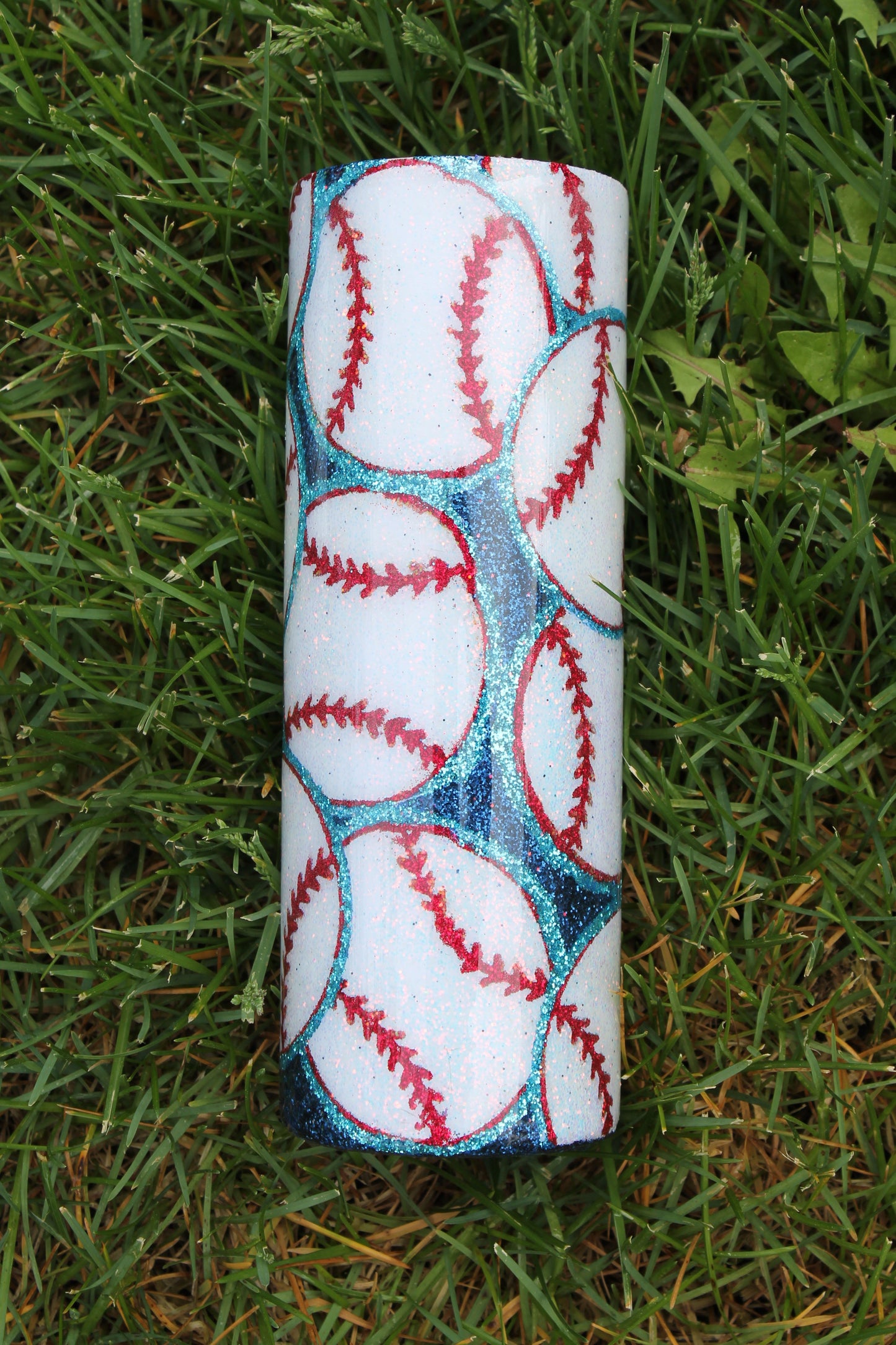 Blue Baseball 20 or 30 oz Glitter Tumbler Sports Mom Drip Designs